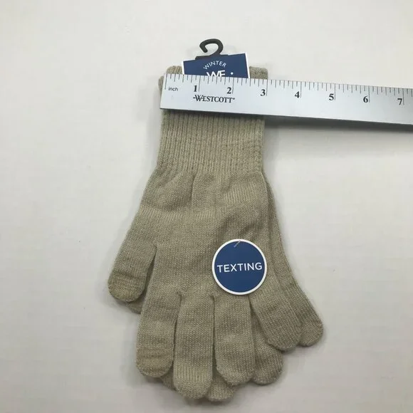 Winter Essentials Women's One Size Beige Texting Elongated Gloves New - Picture 7 of 8